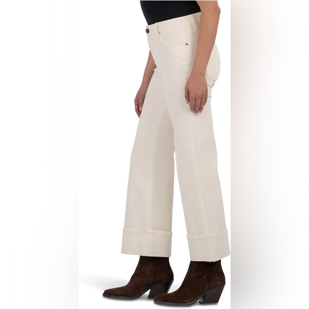 NWT KUT from the Kloth Meg High Rise Fab Ab Wide Leg Roll Up Reg Hem $112MSRP